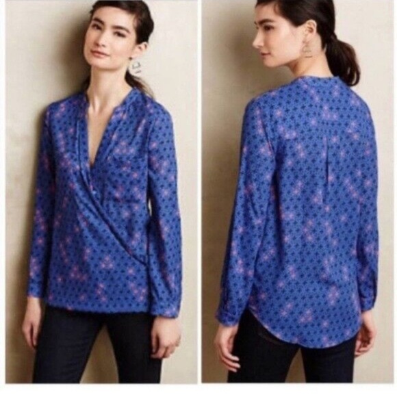 Anthropologie Eva Wrap Blouse By Maeve - Picture 1 of 6